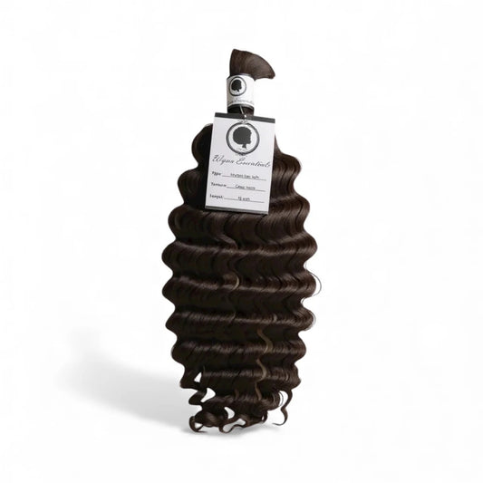 18” Deep Wave Human Hair – Bulk (Natural Color) | Defined Texture for Elevated Braid Styles